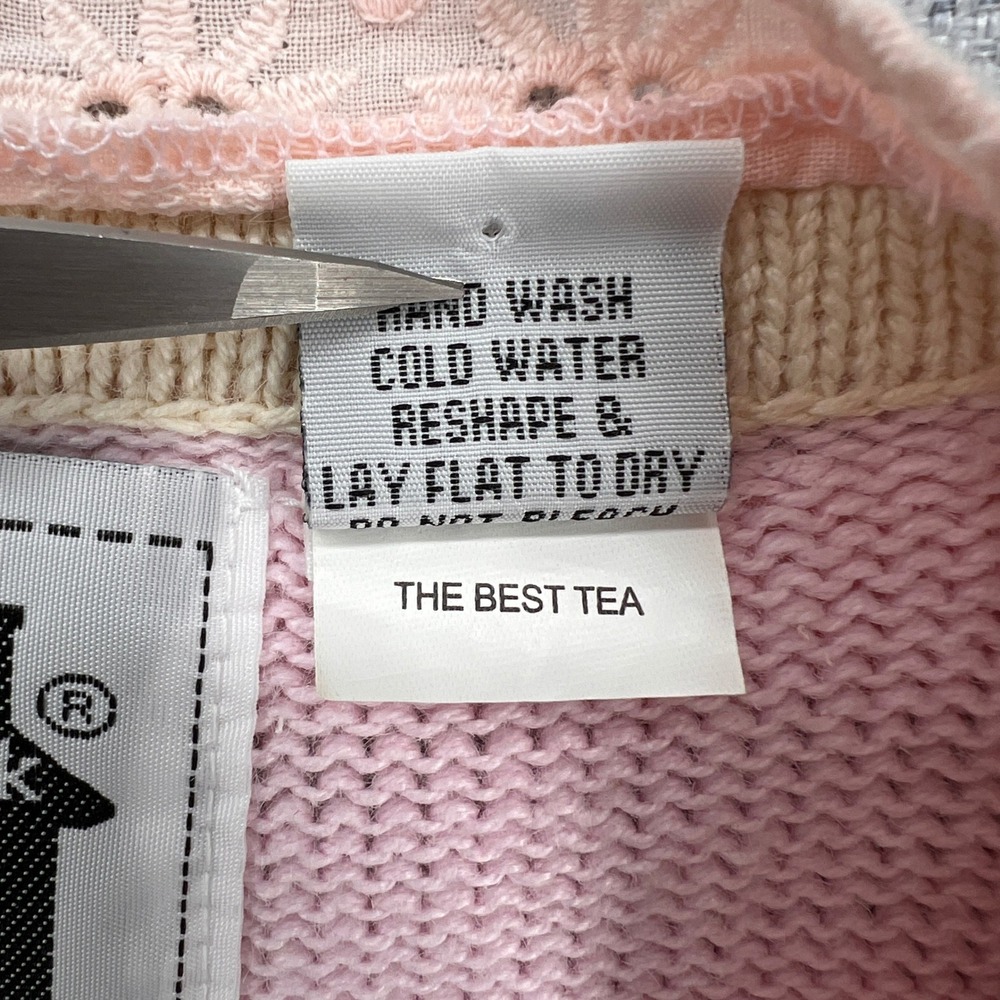 VTG Y2K Storybook Knits Tea Cardigan Sweater Women S Pink Embroidered Cottage - Picture 12 of 13